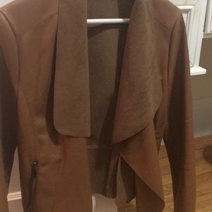 Brown drape leather jacket